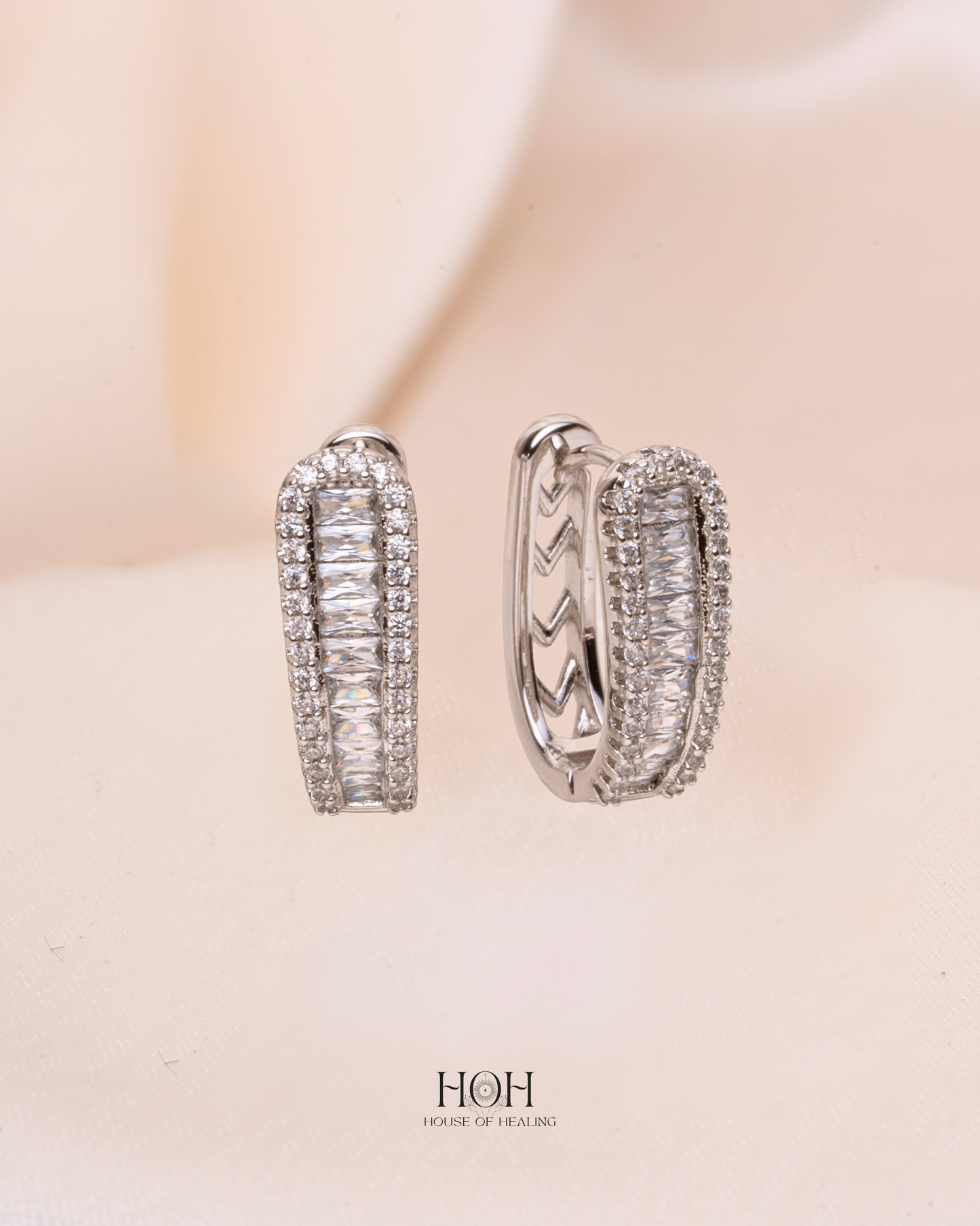 The Halo Baguette Hoop
